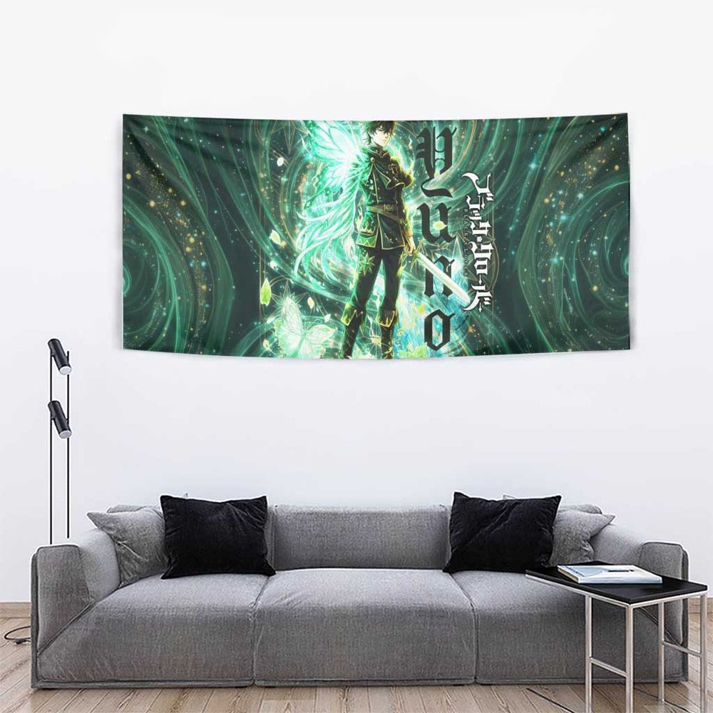 Yuno Black Clover Tapestry Magical Fantasy Style with Emerald Wind Swirls TS04 Yuno Black Clover Tapestry Magical Fantasy Style with Emerald Wind Swirls TS04
