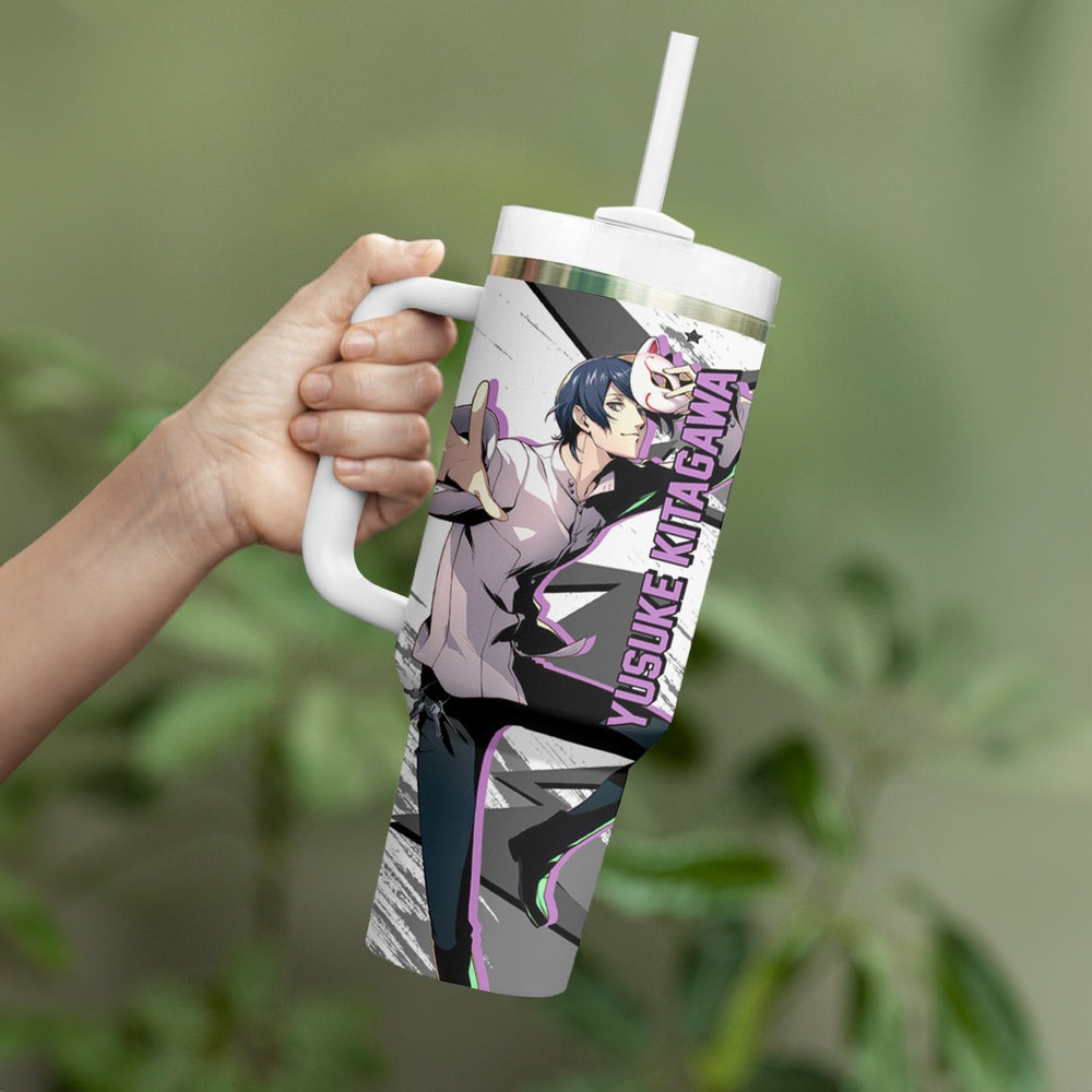 Yusuke Kitagawa Persona Tumbler With Handle Anime Mix Polygon Cyber Style TS04