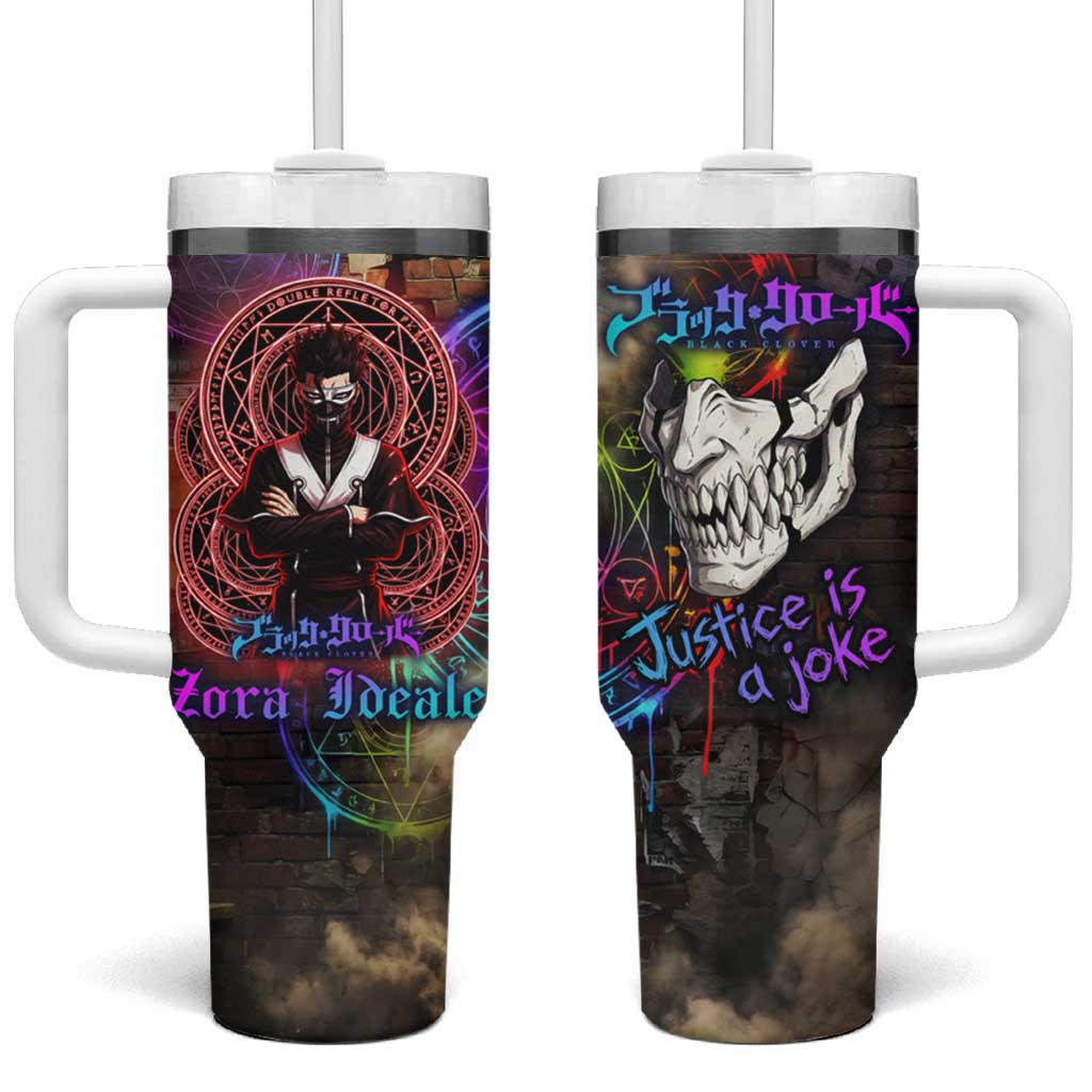 Zara Ideale Black Clover Tumbler With Handle Graffiti Magic Circle Style with Urban Grunge Aesthetic TS04