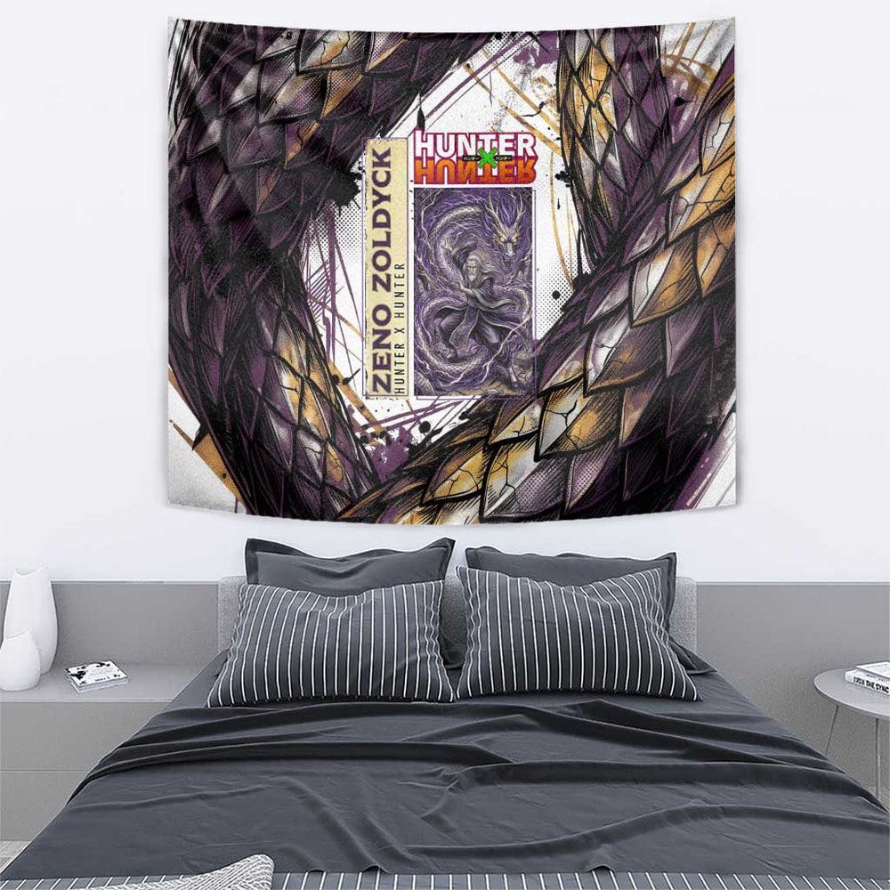 Zeno Zoldyck Theme White and Purple Dragon Aura Design Tumbler With Handle with Dark Energy Card Artwork TS04