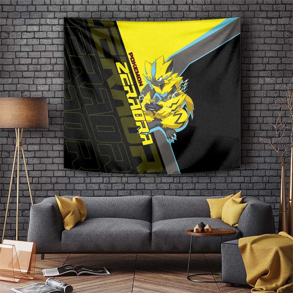 Zeraora Poké Tapestry Electric Neon Anime Style TS04 Zeraora Poké Tapestry Electric Neon Anime Style TS04