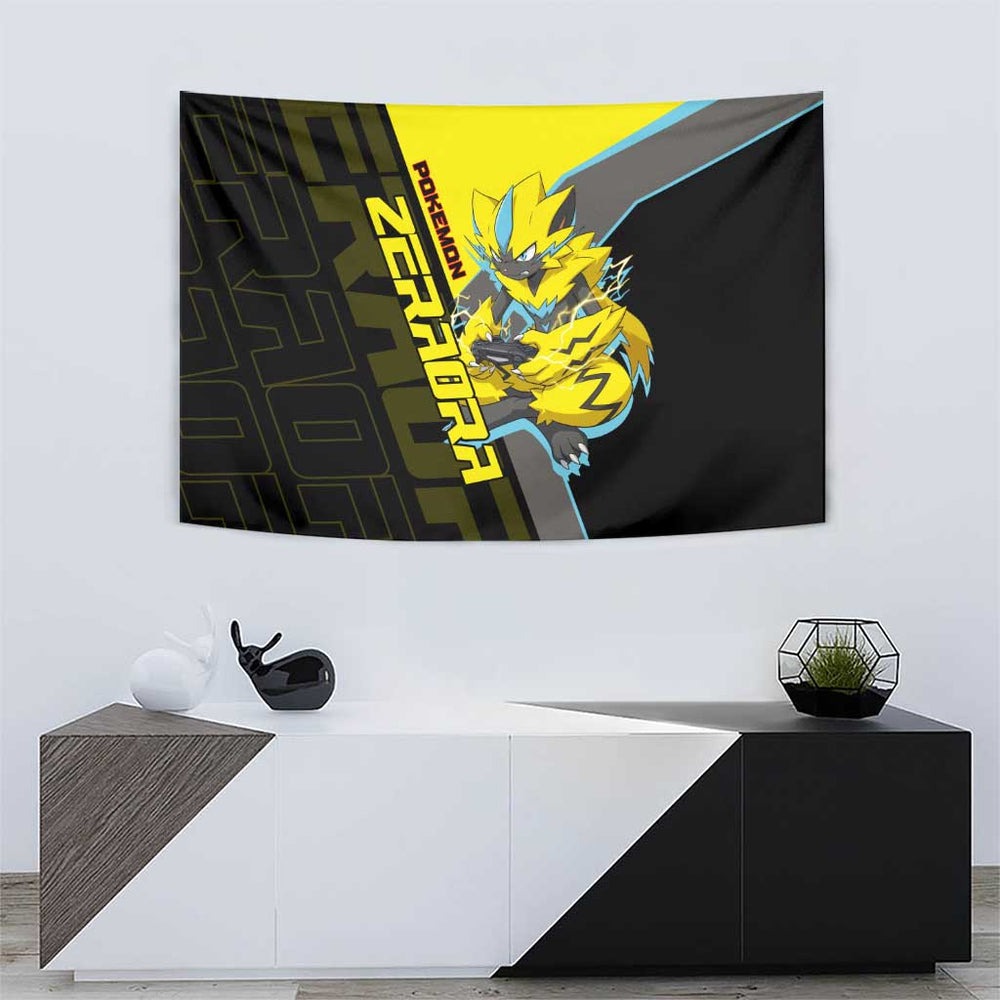 Zeraora Poké Tapestry Electric Neon Anime Style TS04 Zeraora Poké Tapestry Electric Neon Anime Style TS04