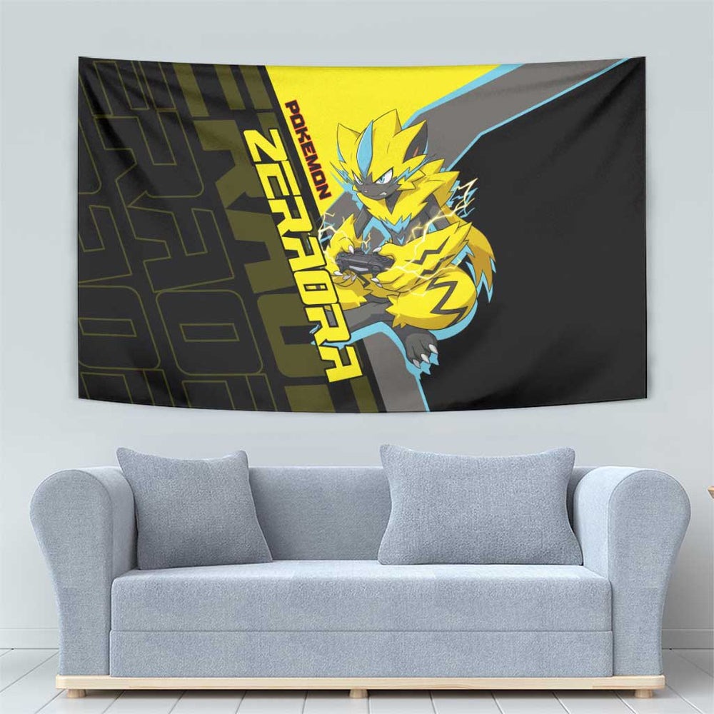 Zeraora Poké Tapestry Electric Neon Anime Style TS04 Zeraora Poké Tapestry Electric Neon Anime Style TS04