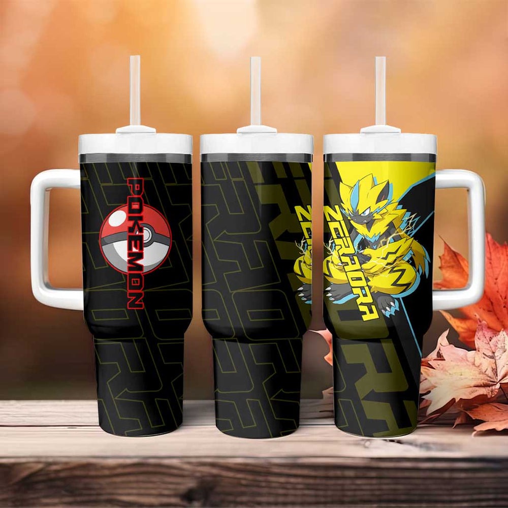 Zeraora Poké Tumbler With Handle Electric Neon Anime Style TS04 Zeraora Poké Tumbler With Handle Electric Neon Anime Style TS04