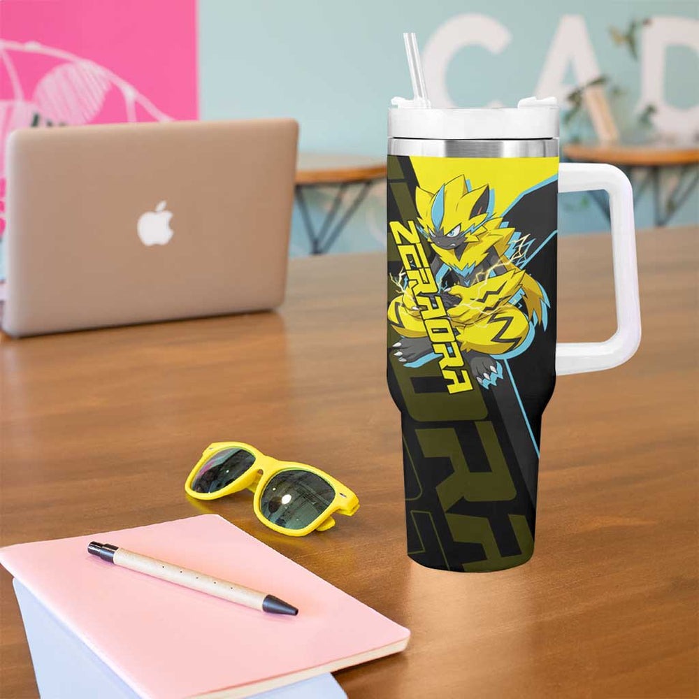Zeraora Poké Tumbler With Handle Electric Neon Anime Style TS04 Zeraora Poké Tumbler With Handle Electric Neon Anime Style TS04