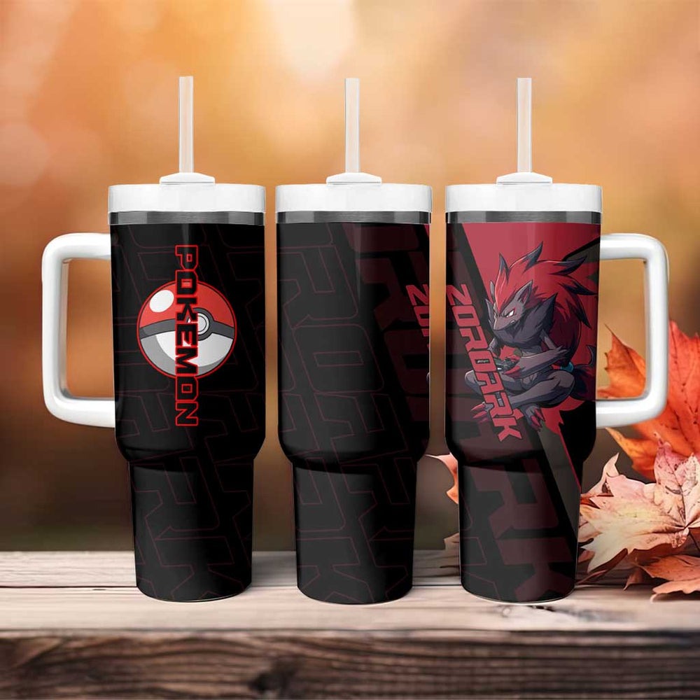 Zoroark Poké Tumbler With Handle Dark Neon Anime Style TS04